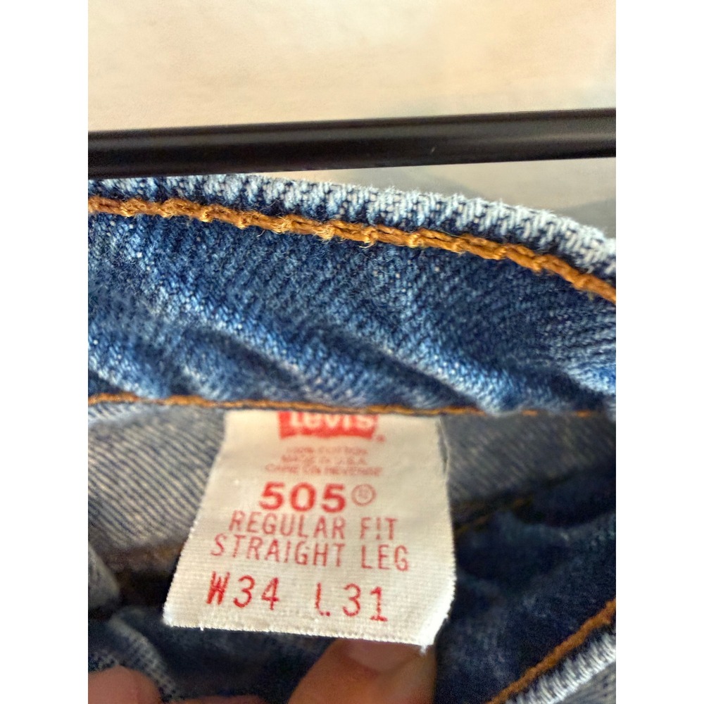 Vintage 90s Levis 505 Orange Tab Jeans Mens 34x31 Made in USA Straight Leg Denim - Picture 5 of 13